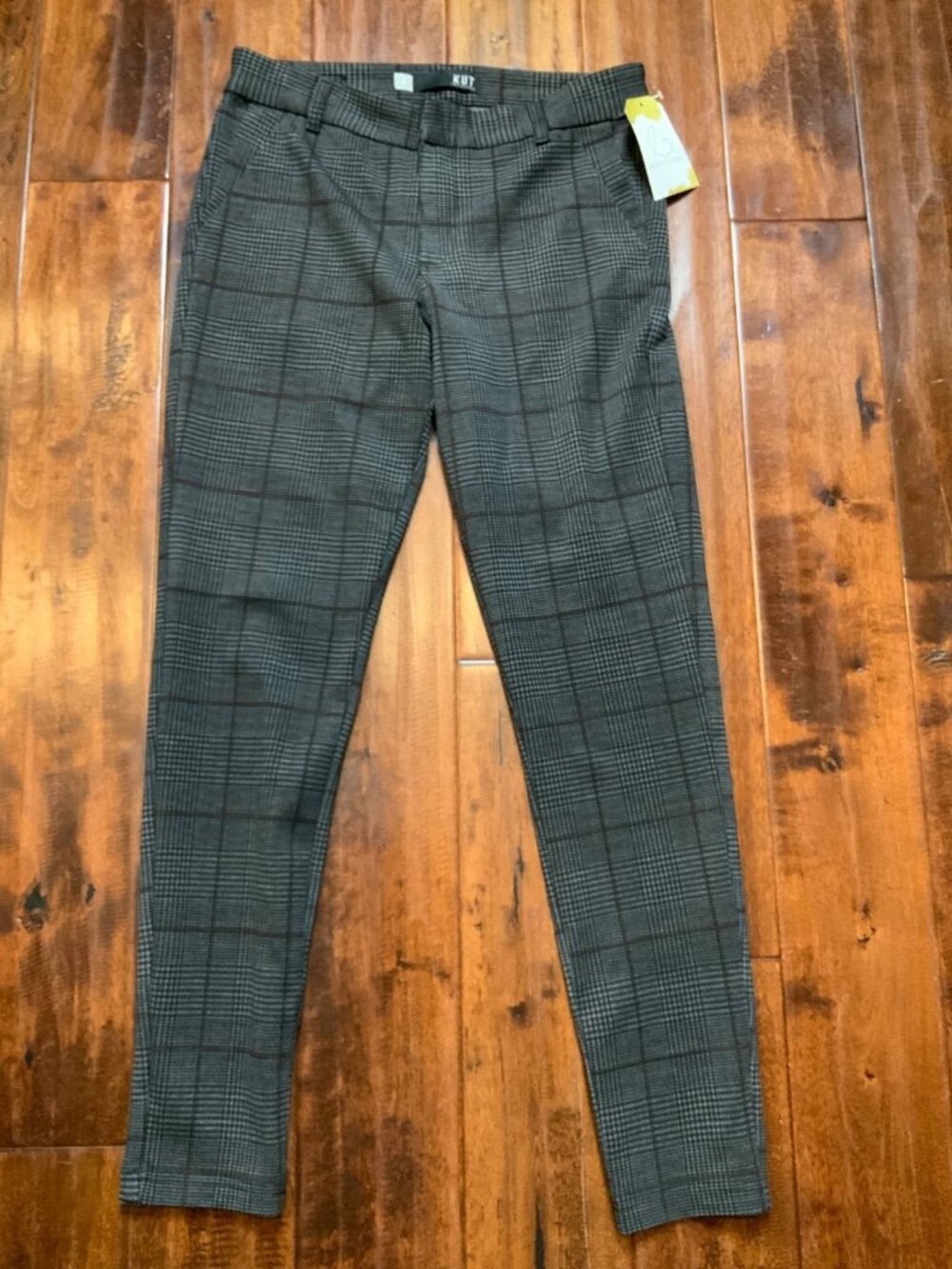 KuT From The Kloth Gray Plaid Mia Ankle Skinny Pants, Size 8